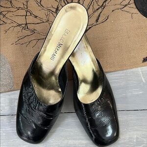 Isaac Mizrahi Black Patent Leather Mules